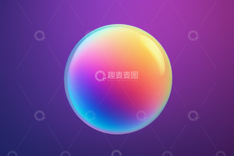 高清大图下载【趣麦麦图】紫色背景彩色球体设计素材