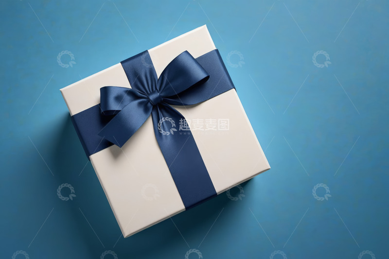 高清大图下载【趣麦麦图】蓝色背景上的精美礼品盒