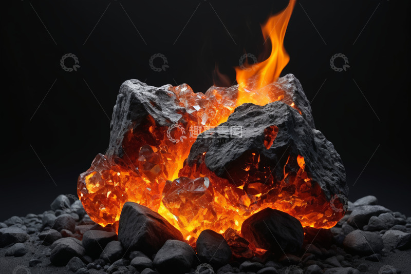 高清大图下载【趣麦麦图】燃烧的岩石火焰特写