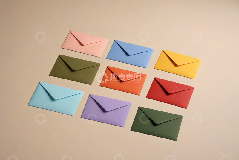 高清大图下载【趣麦麦图】多色信封整齐排列