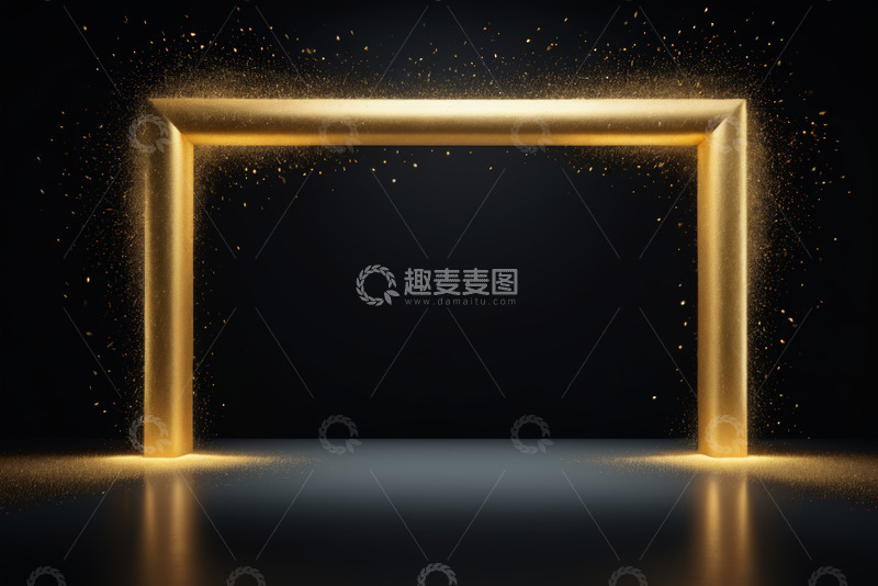 高清大图下载【趣麦麦图】金色发光框架背景素材