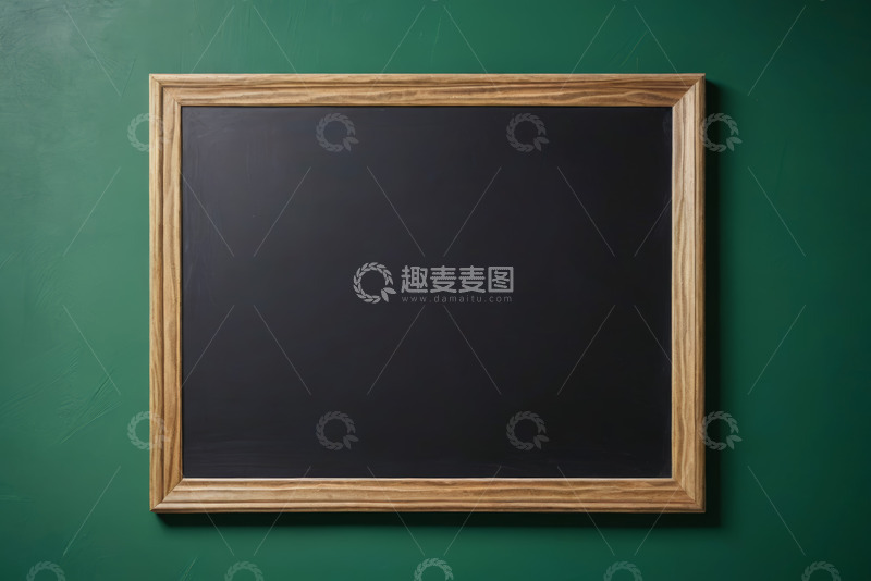 高清大图下载【趣麦麦图】绿色背景上的木质框架空白板