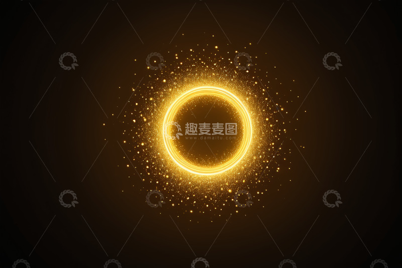 高清大图下载【趣麦麦图】金色光环发光粒子背景