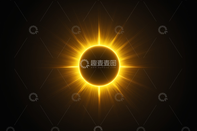 高清大图下载【趣麦麦图】-金色光晕圆形发光图案素材