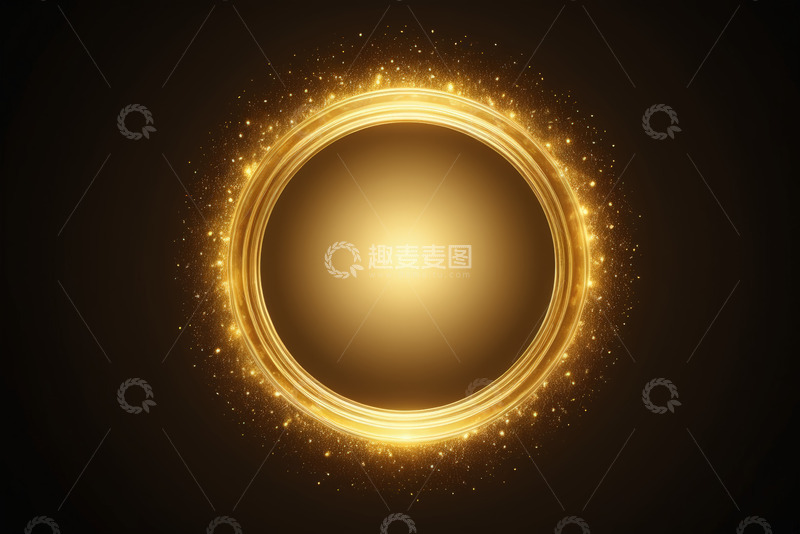 高清大图下载【趣麦麦图】金色发光圆环背景素材
