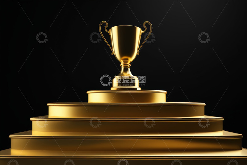 高清大图下载【趣麦麦图】金色奖杯置于多层基座上