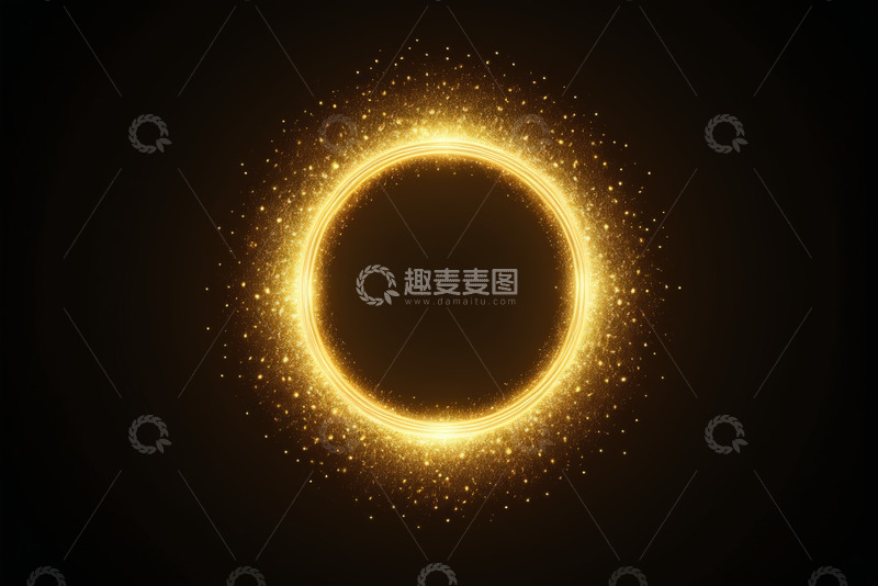 高清大图下载【趣麦麦图】金色发光圆环抽象背景素材