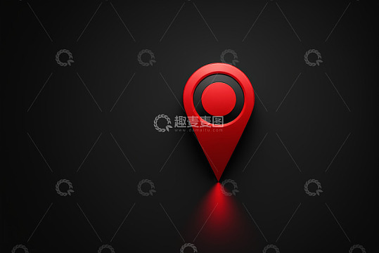 黑色背景上的红色定位图标