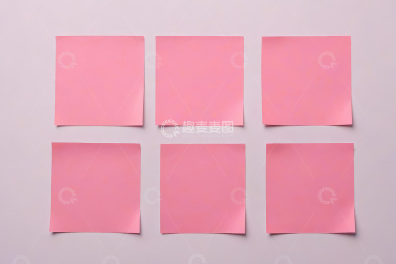 高清大图下载【趣麦麦图】粉色便签纸排列展示