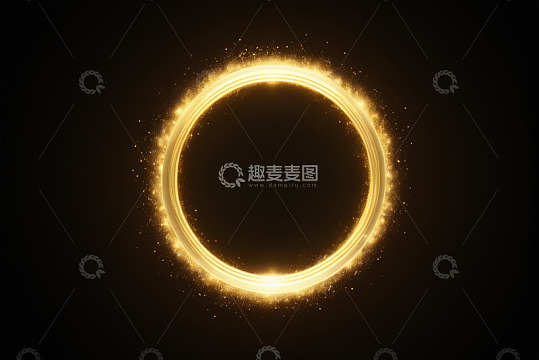 黑色背景金色发光圆环素材