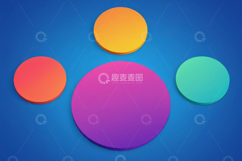 高清大图下载【趣麦麦图】蓝色背景彩色圆形图案