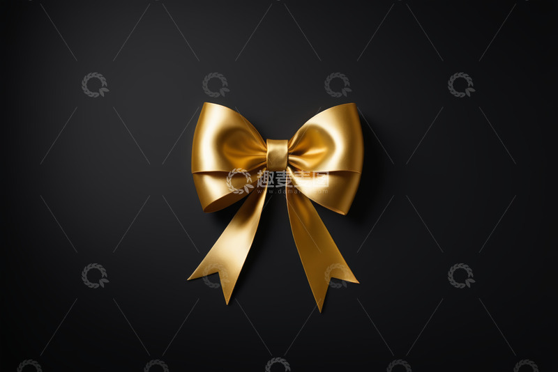 高清大图下载【趣麦麦图】黑色背景上的金色蝴蝶结装饰