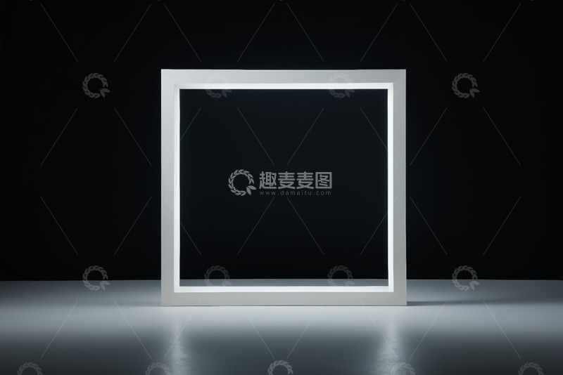 高清大图下载【趣麦麦图】黑色背景下的发光方形框架