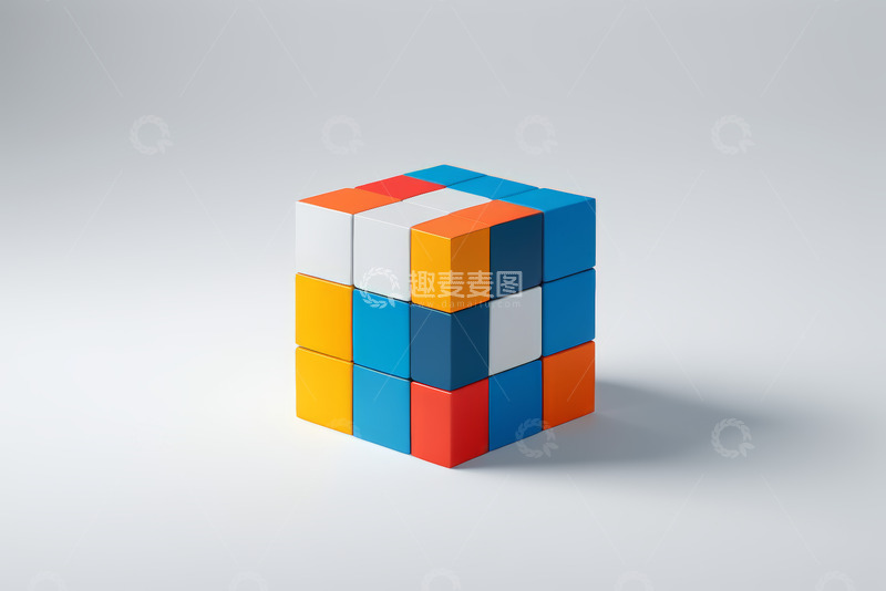 高清大图下载【趣麦麦图】彩色立方体几何形状静物