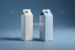 白色与蓝色牛奶包装盒展示