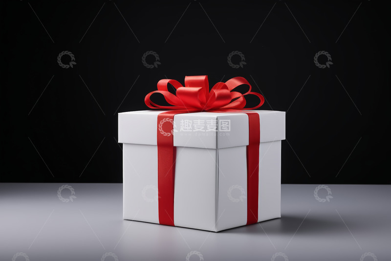 高清大图下载【趣麦麦图】白色礼品盒配红色丝带