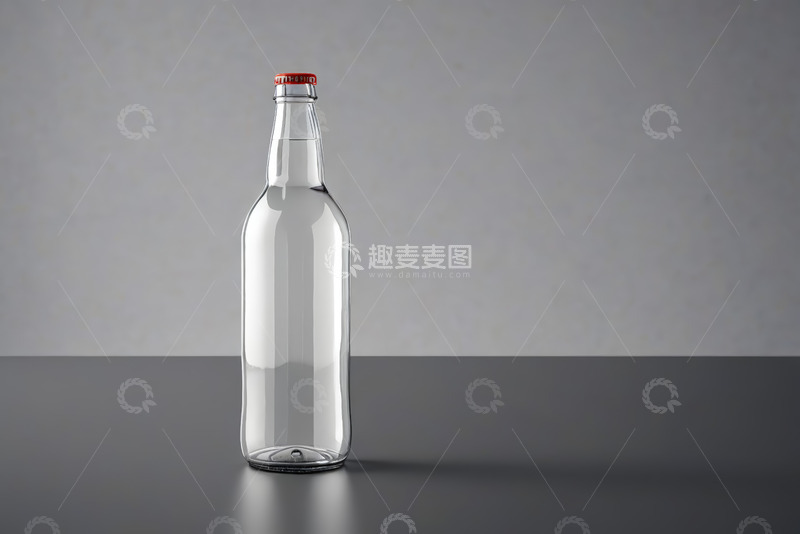 高清大图下载【趣麦麦图】透明玻璃瓶带红色瓶盖静物