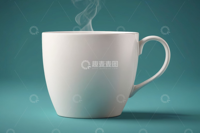 高清大图下载【趣麦麦图】白色咖啡杯冒着蒸汽特写