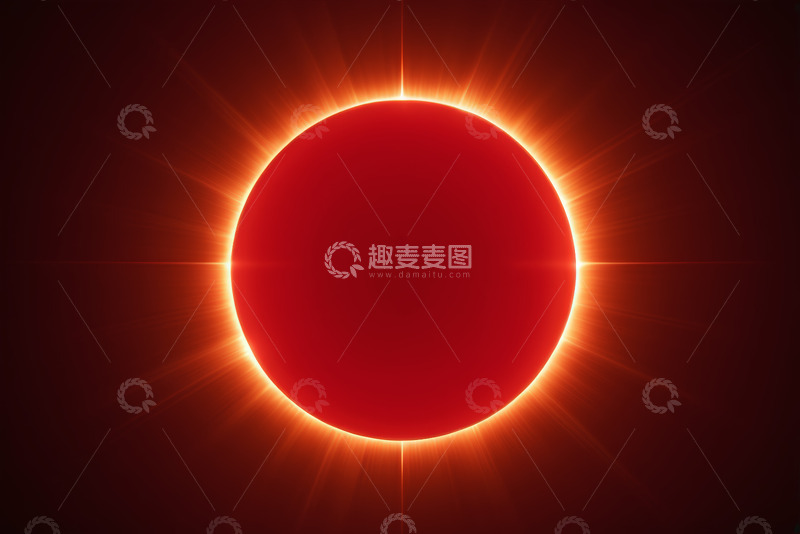 高清大图下载【趣麦麦图】红色发光太阳素材