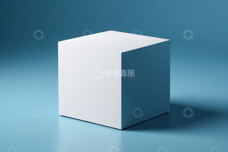 高清大图下载【趣麦麦图】蓝色背景白色立方体