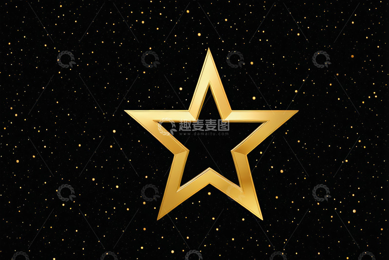 高清大图下载【趣麦麦图】黑色背景金色五角星装饰图案