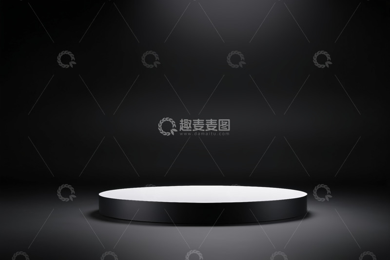 高清大图下载【趣麦麦图】黑色背景下的圆形展示台