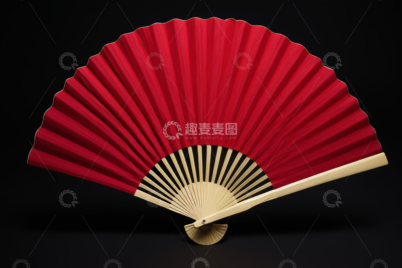 高清大图下载【趣麦麦图】红色折扇特写