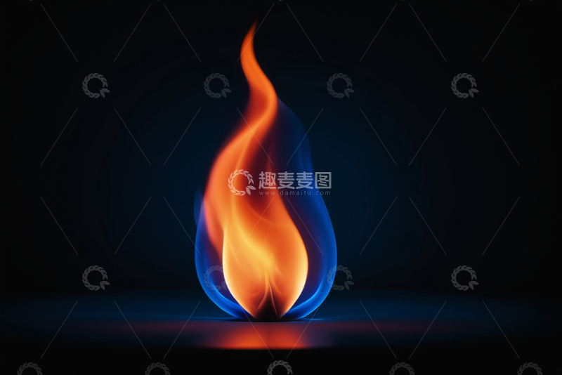 高清大图下载【趣麦麦图】黑色背景上的火焰特写