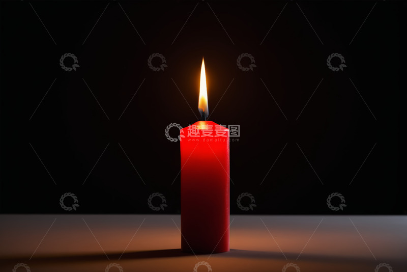 高清大图下载【趣麦麦图】红色点燃蜡烛特写
