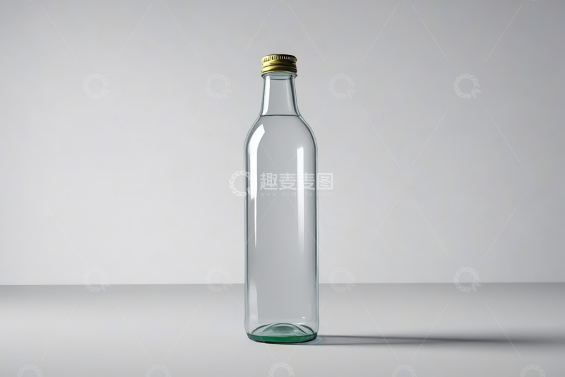 高清大图下载【趣麦麦图】透明玻璃瓶带金色瓶盖静物