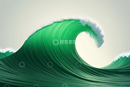 巨大绿色海浪特写