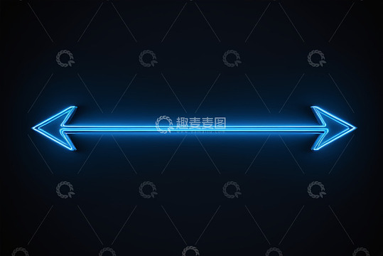 蓝色发光霓虹箭头素材