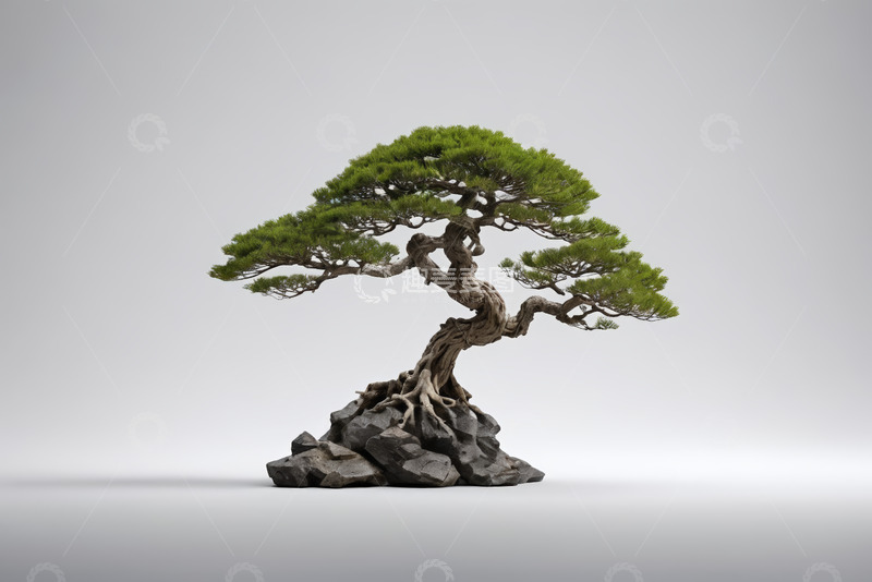 高清大图下载【趣麦麦图】盆栽松树岩石景观