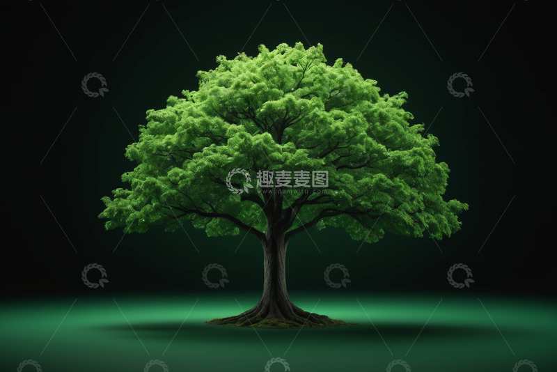 高清大图下载【趣麦麦图】单棵绿色大树特写