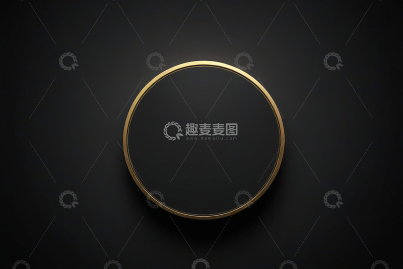 高清大图下载【趣麦麦图】黑色背景金色圆环展示素材