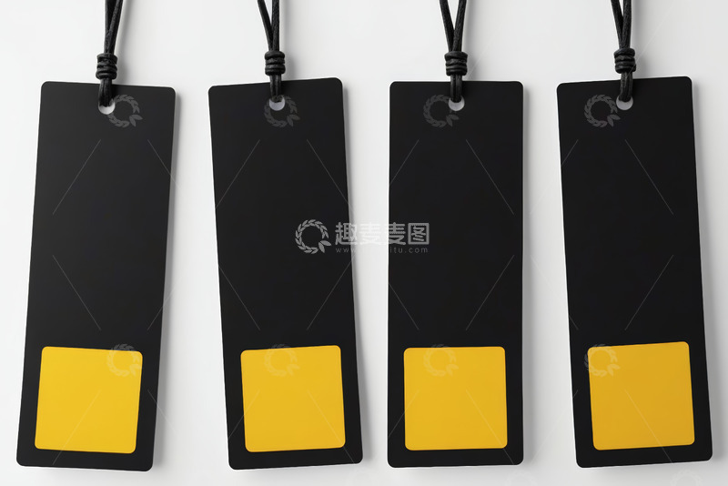 高清大图下载【趣麦麦图】黑色书签带黄色方块设计