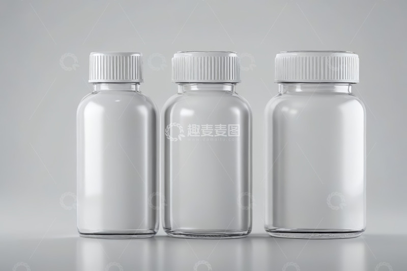 高清大图下载【趣麦麦图】三个透明玻璃瓶素材