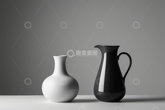 黑白花瓶静物展示