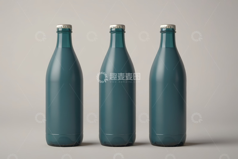 高清大图下载【趣麦麦图】三个绿色玻璃瓶素材