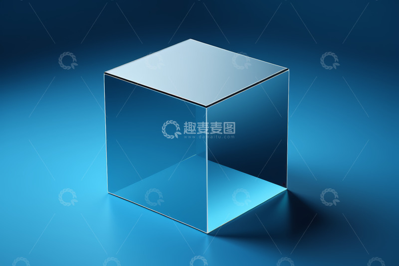 高清大图下载【趣麦麦图】蓝色背景透明立方体