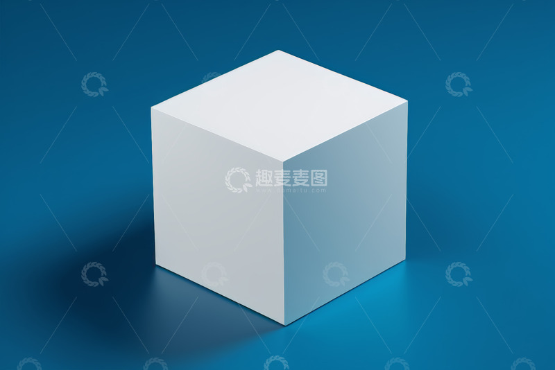 高清大图下载【趣麦麦图】蓝色背景白色立方体