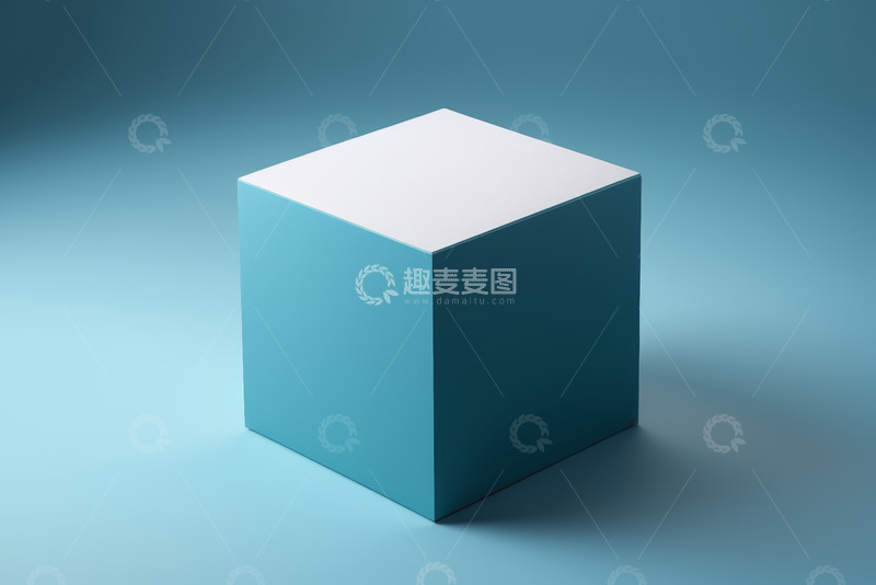 高清大图下载【趣麦麦图】蓝白立方体静物展示