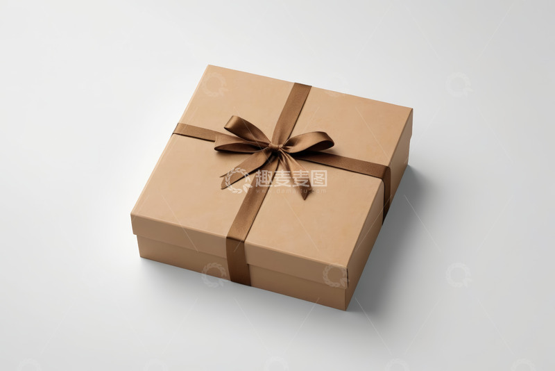 高清大图下载【趣麦麦图】系蝴蝶结的棕色礼物盒
