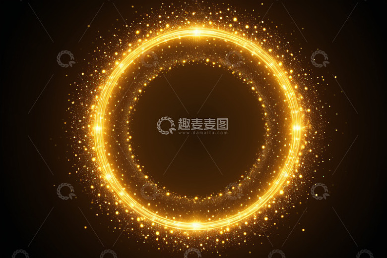 金色发光粒子环形背景素材