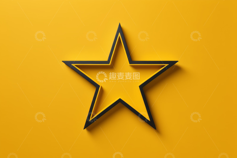 高清大图下载【趣麦麦图】黄色背景上的立体五角星