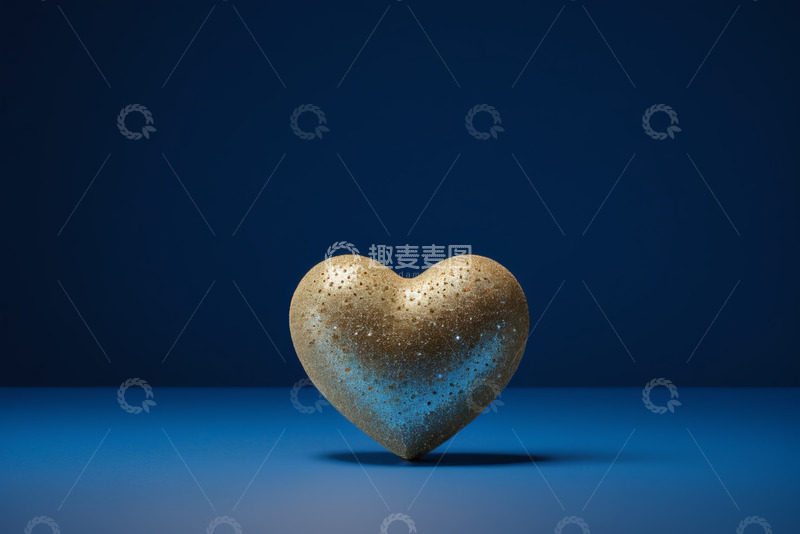 高清大图下载【趣麦麦图】金色心形摆件特写