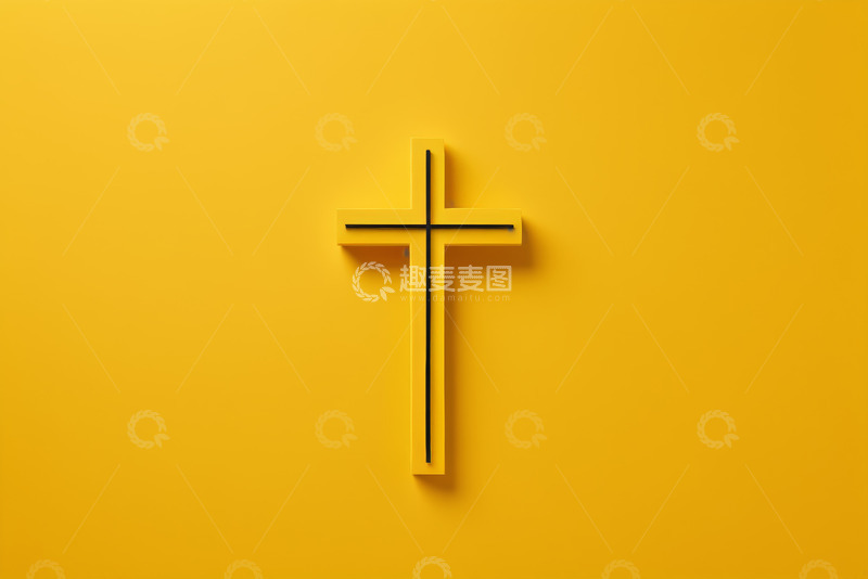 高清大图下载【趣麦麦图】黄色背景上的十字架符号