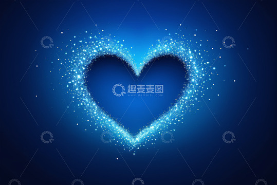 蓝色背景心形光斑素材