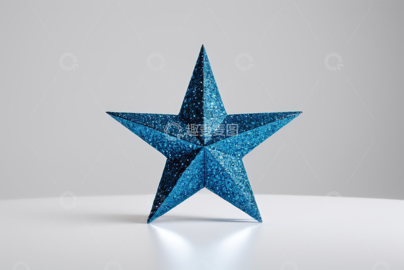 高清大图下载【趣麦麦图】蓝色闪亮星星装饰特写