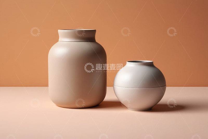高清大图下载【趣麦麦图】两个简约陶瓷花瓶静物素材